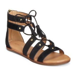 Aerosoles Black Lottery Gladiator Suede Sandals
